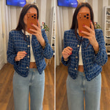 giacca in tweed blu - BLU
