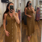 dress lumy lino - MARRONE