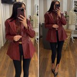 giacca ecopelle star - BORDO