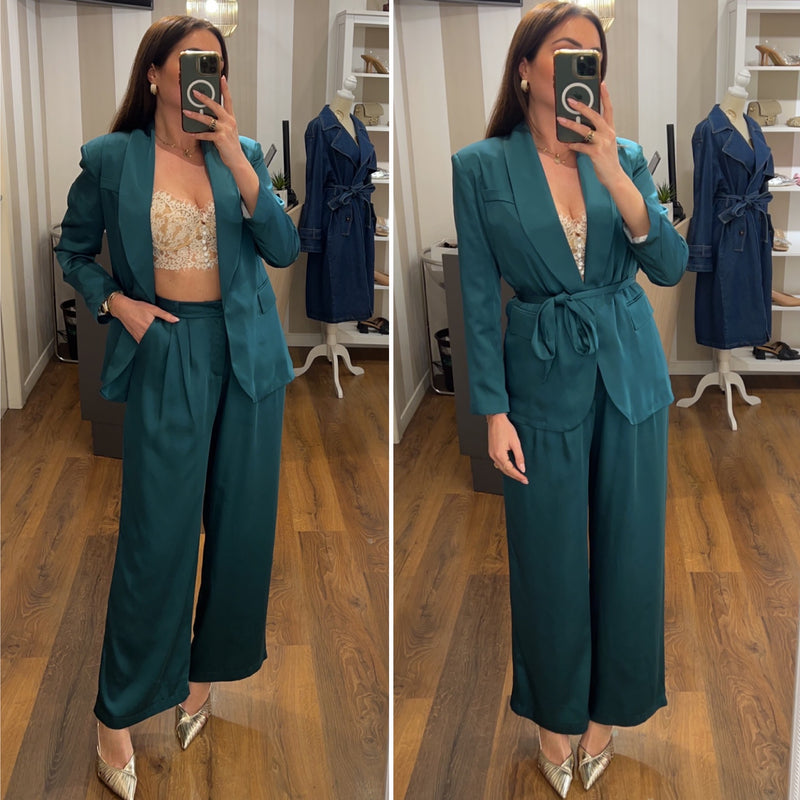 pantalone raso - VERDE SMERALDO