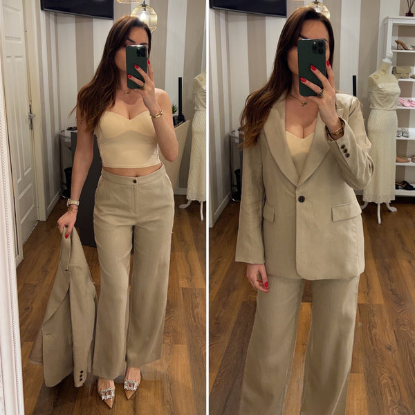 pantalone lino amelié - TAUPE