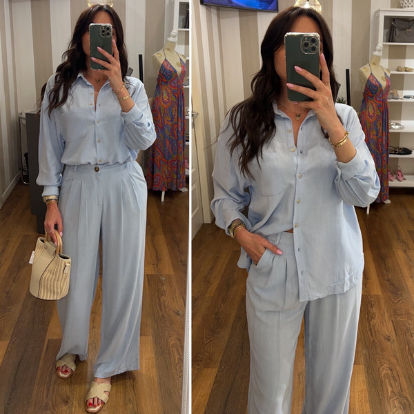 pantalone pence lino - CELESTE