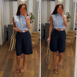 camicia smanicata - CELESTE