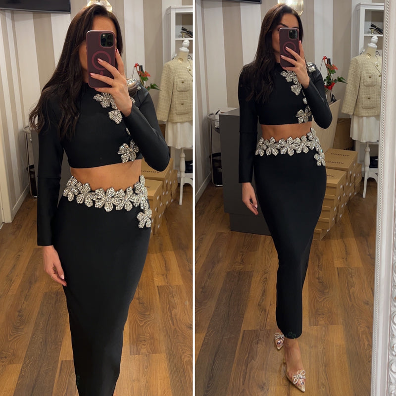 set diamond flower - NERO