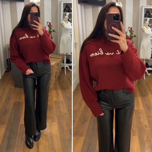 pantalone ecopelle - NERO