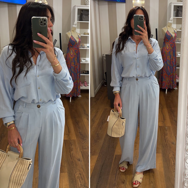 pantalone pence lino - CELESTE