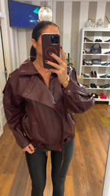 giacca ecopelle yves - burgundy