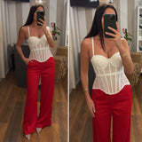 pantalone raso - ROSSO