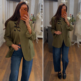 blazer con collo alamari - VERDE