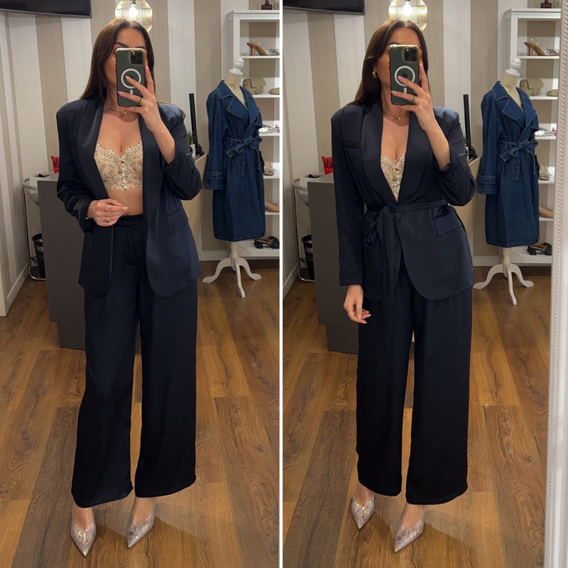 pantalone raso - BLU NOTTE