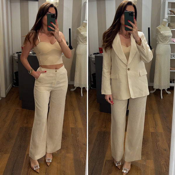 pantalone lino amelié - BEGIE