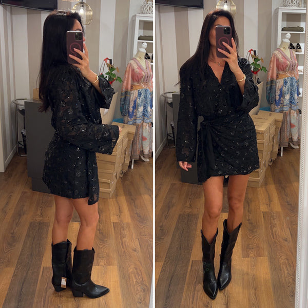 dress choco paillettes - NERO