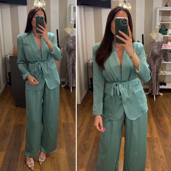 pantalone raso - VERDE ACQUA