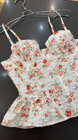 corsetto fiori - BIANCO