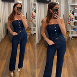jumpsuite denim star - BLU DENIM