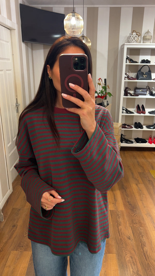 maglia righe rosso verde - rosso/verde