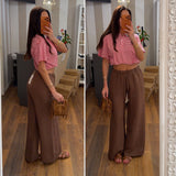 pantalone in lino - tabacco