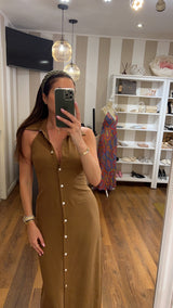 dress lumy lino - MARRONE
