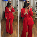 pantalone raso - ROSSO