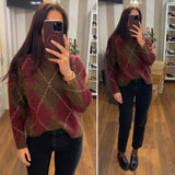 pull collo rombi - BORDO