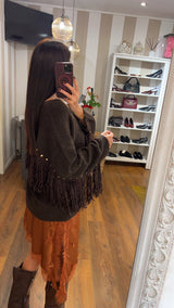 maxi pull frange - COFFE