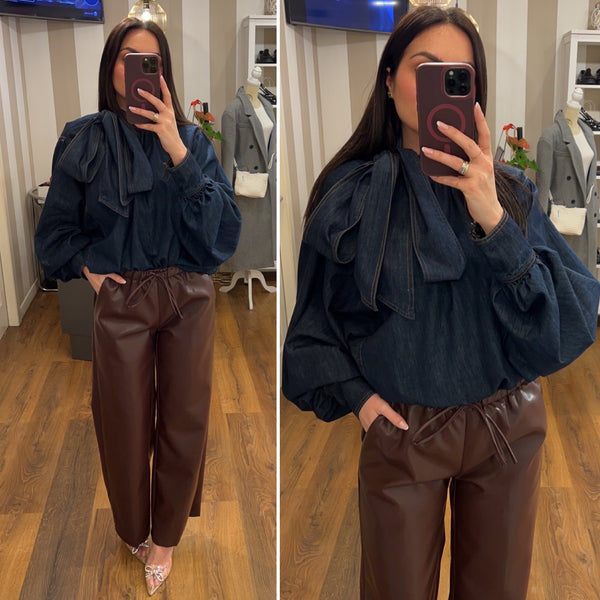 pantalone ecopelle laccio - BORDO