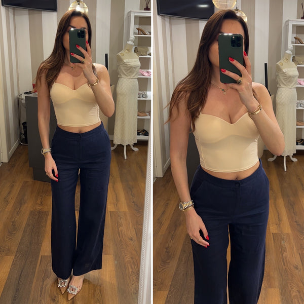 pantalone lino amelié - NAVY