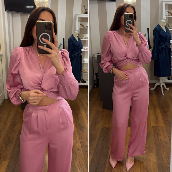 pantalone raso palazzo - ROSA