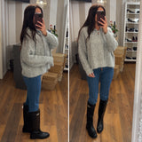 cardigan treccia zip - GRIGIO
