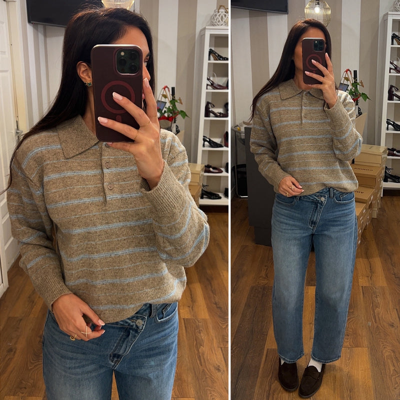 pull colletto - TAUPE