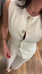 gilet elli gessato - BIANCO