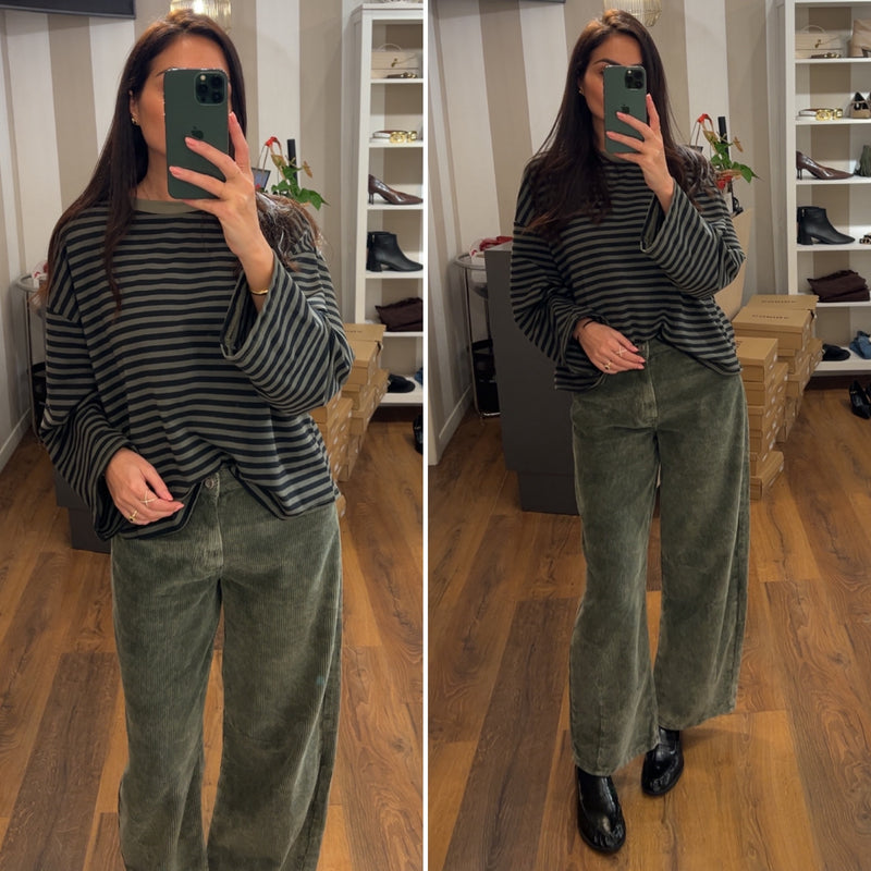 pantalone costine velluto - VERDE