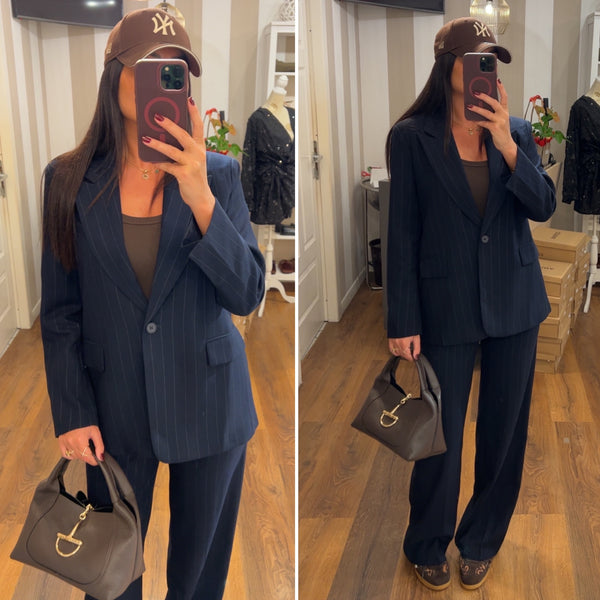 blazer ginevra gessato - NAVY