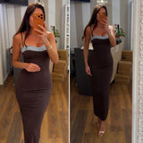 dress suhail - MARRONE