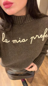 pull scritta - MARRONE