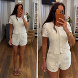 shorts in pizzo - BIANCO