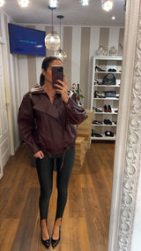 giacca ecopelle yves - burgundy