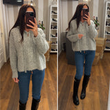 cardigan treccia zip - GRIGIO