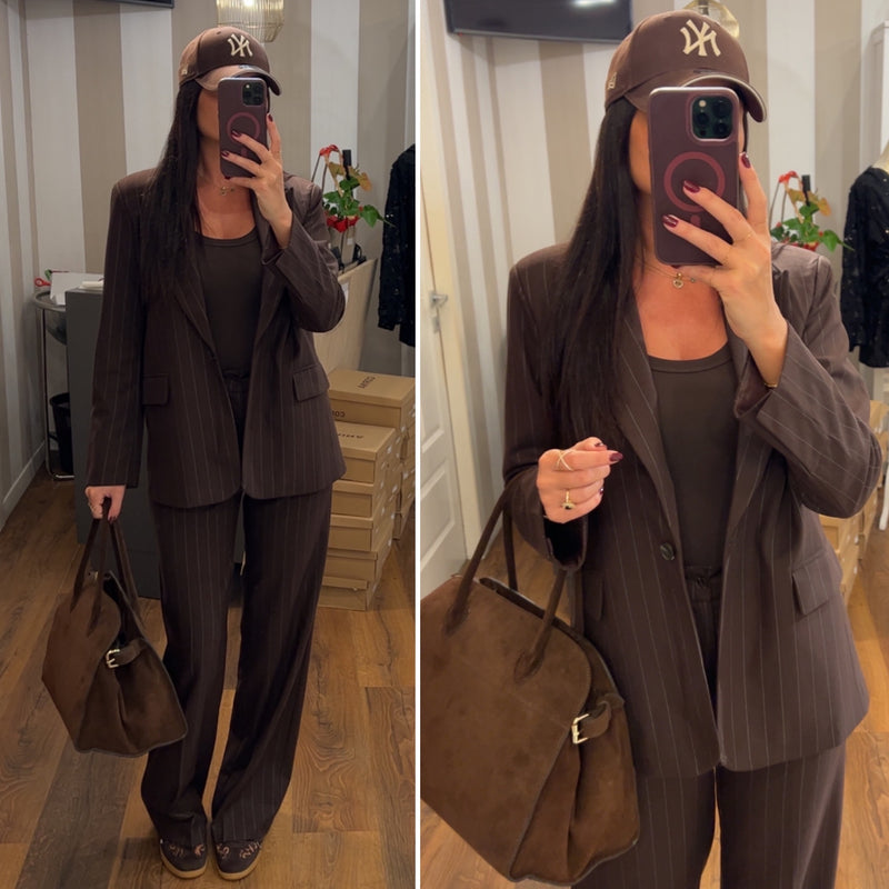 blazer ginevra gessato - COFFE