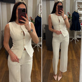 gilet elli gessato - BIANCO