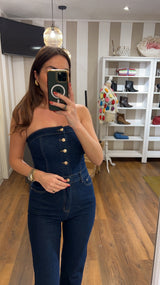 jumpsuite denim star - BLU DENIM