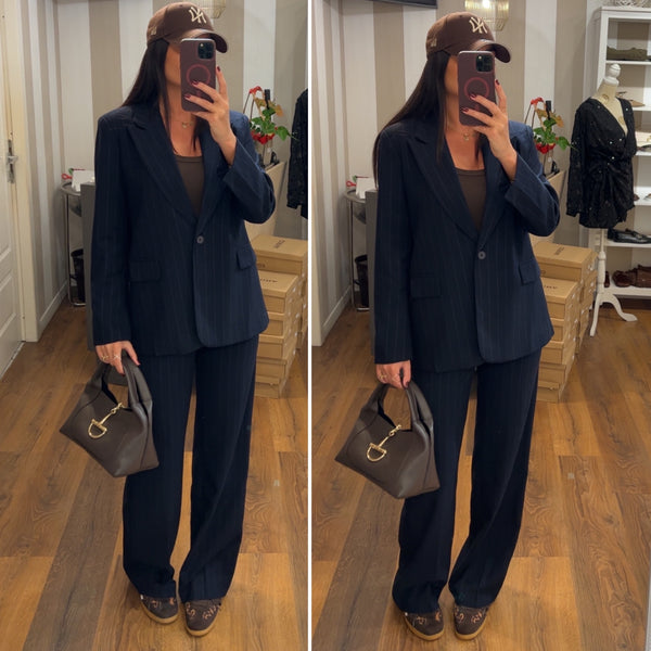 pantalone ginevra gessato - NAVY