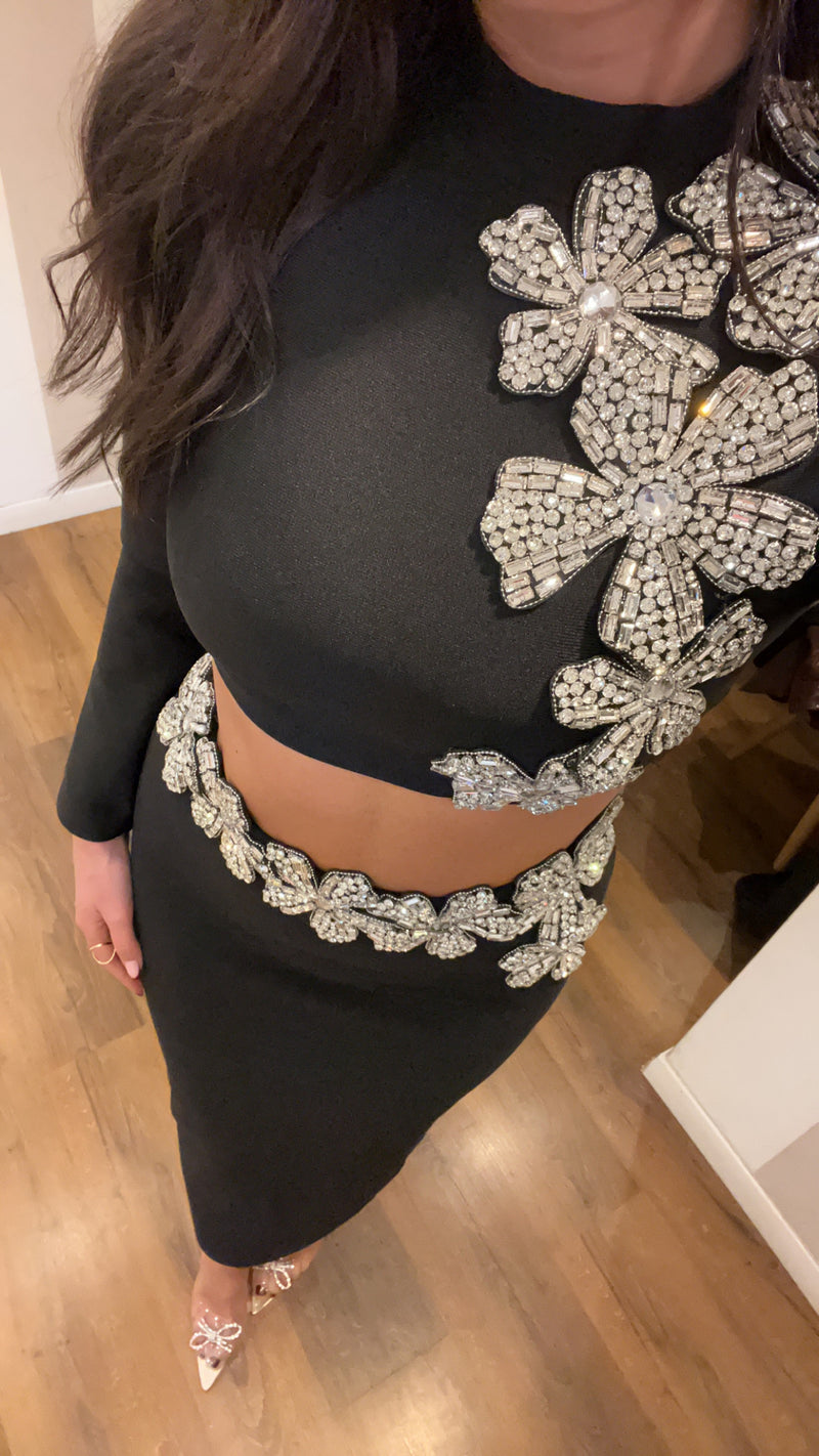 set diamond flower - NERO