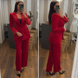 pantalone velluto - ROSSO