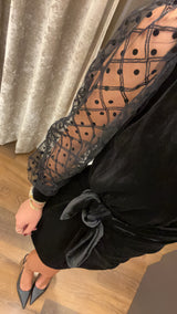 dress elli velluto - NERO