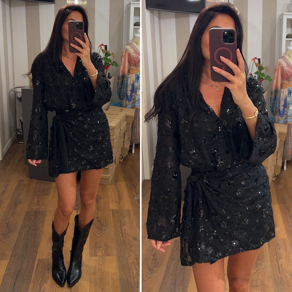 dress choco paillettes - NERO