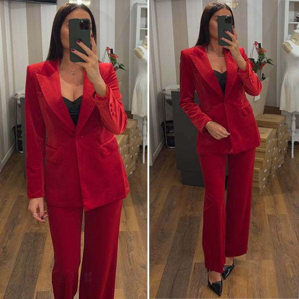 pantalone velluto - ROSSO