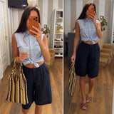 camicia smanicata - CELESTE