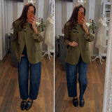 blazer con collo alamari - VERDE