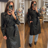 trench eco pelle cerniera - NERO